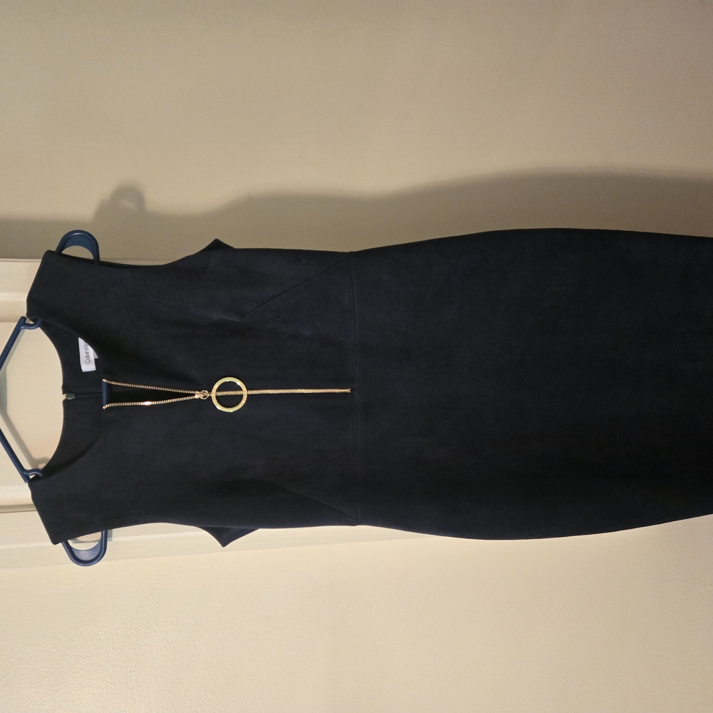 Calvin Klein Black Sleeveless Sheath Midi Dress